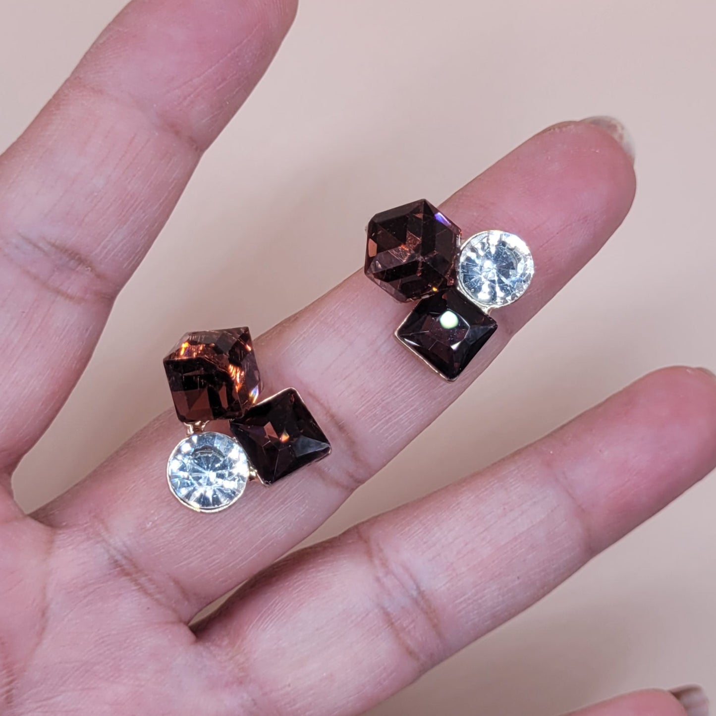 Bling Prism Brown Earrings