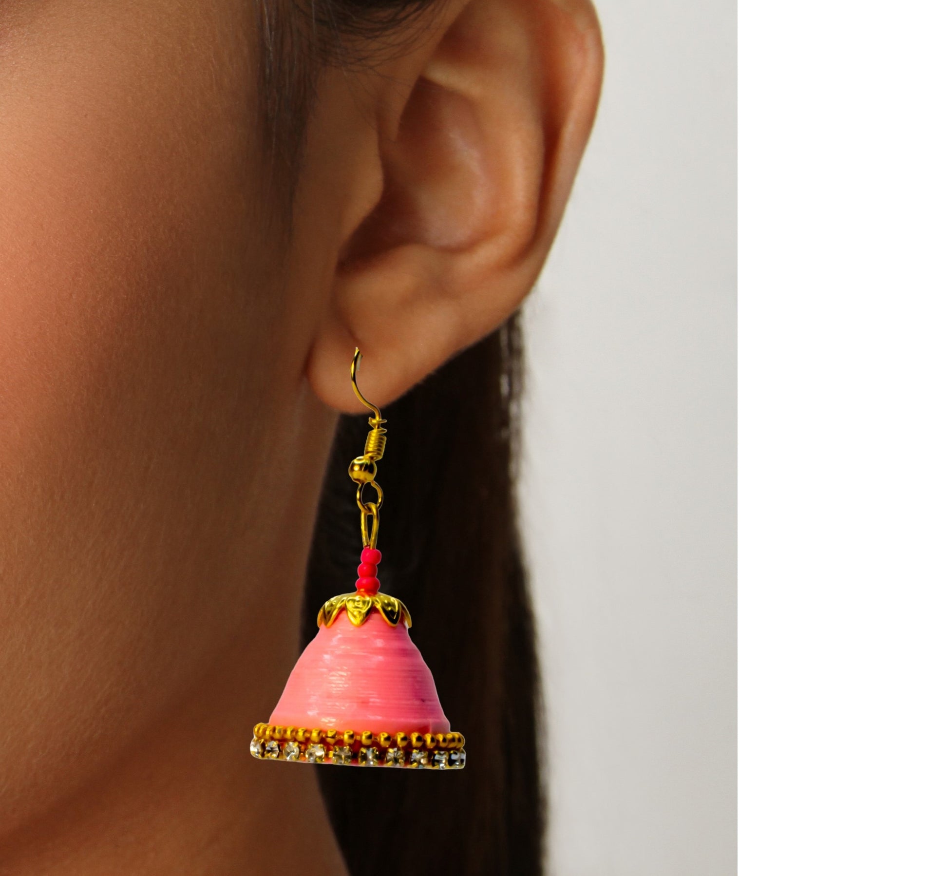 Pink Jhumka Earrings, Handcrafted Handmade Gifts l Artscrafted