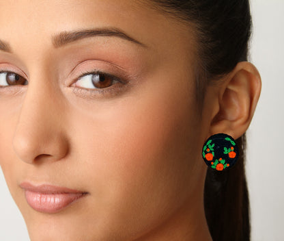 Shashi Embroidered Fabric Earrings : Handmade