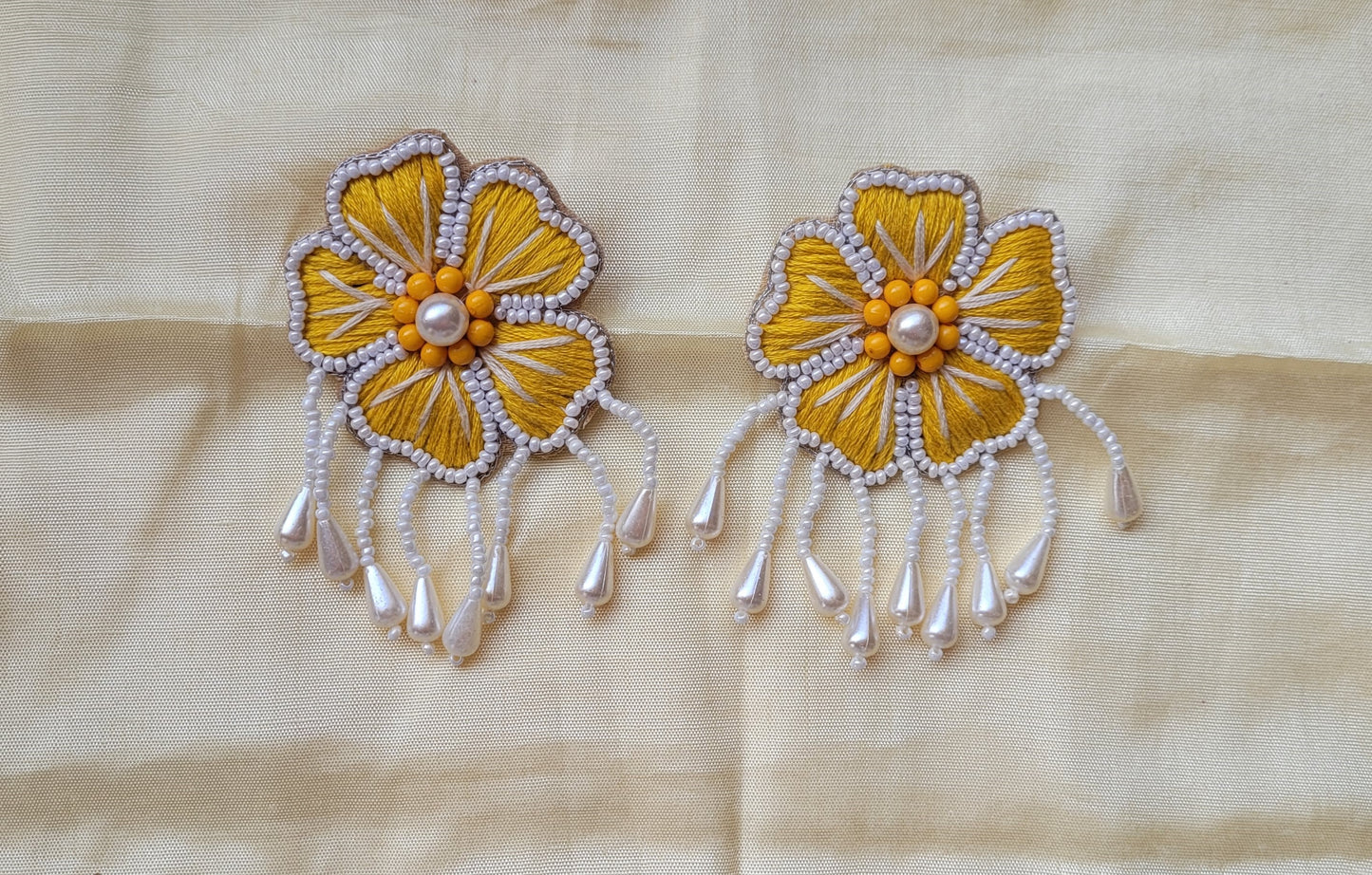 Priyam Embroidered Necklace Set with Mang Tika and Bracelet, Haldi Jewellery : Handmade