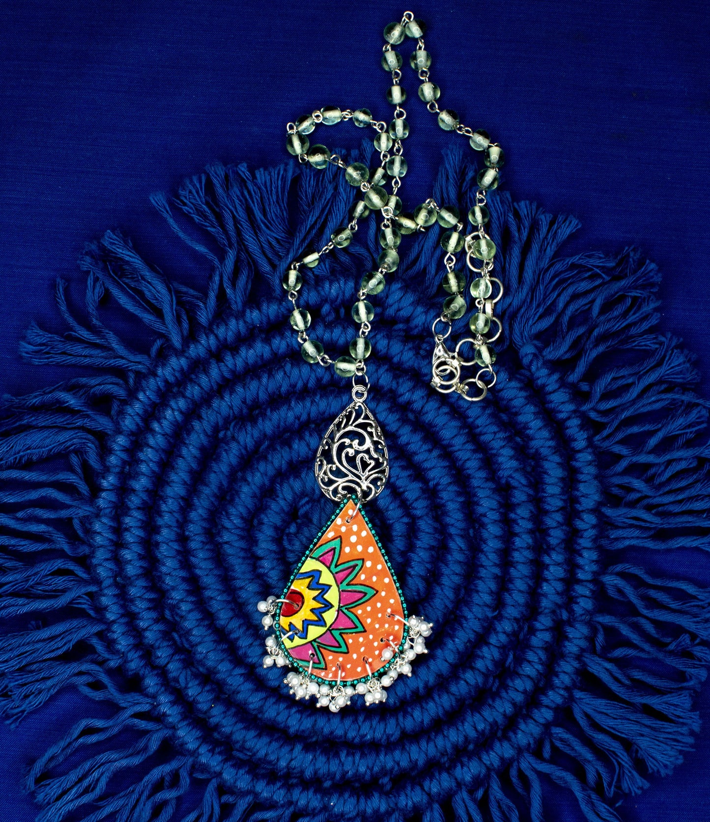 Palash Necklace set, Handpainted : Handmade