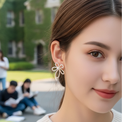 Pearl Flower Statement Earrings