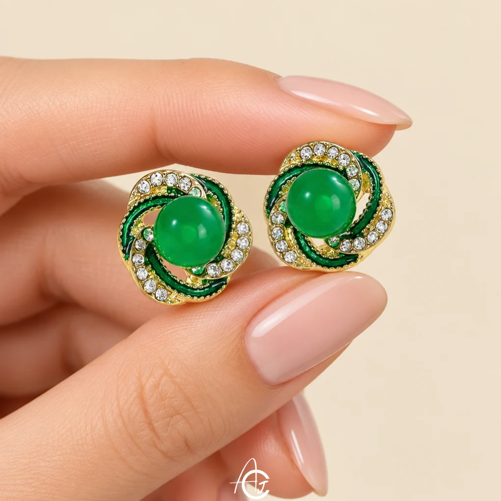 Bling Pearl Enamel Earrings