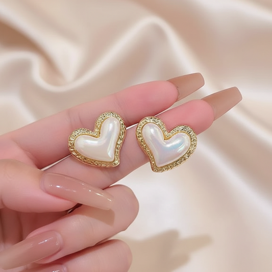 Pearl Heart Earrings