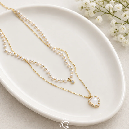 Pearl Layered Heart Necklace