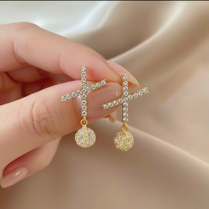 Bling Cross Earrings