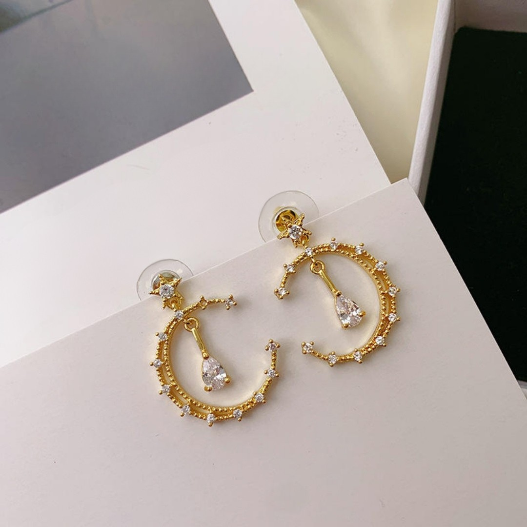 Bling Semicircle Drop Earrings