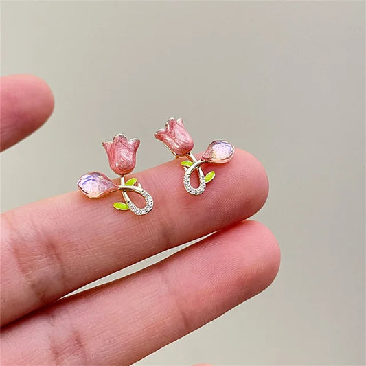 Pink Daisy Whirl Earrings