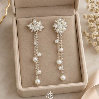 Pearl And Chain Galaxy Earrings