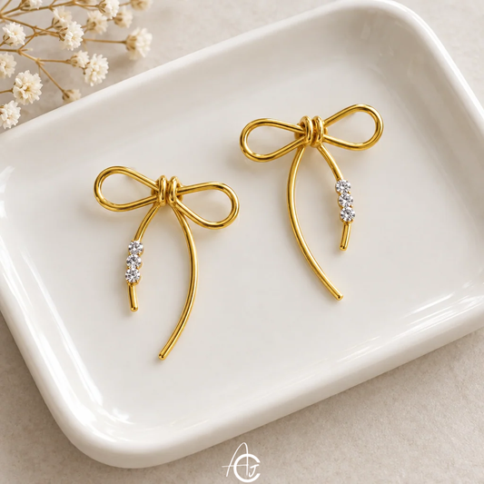 Golden Big Bow Earrings