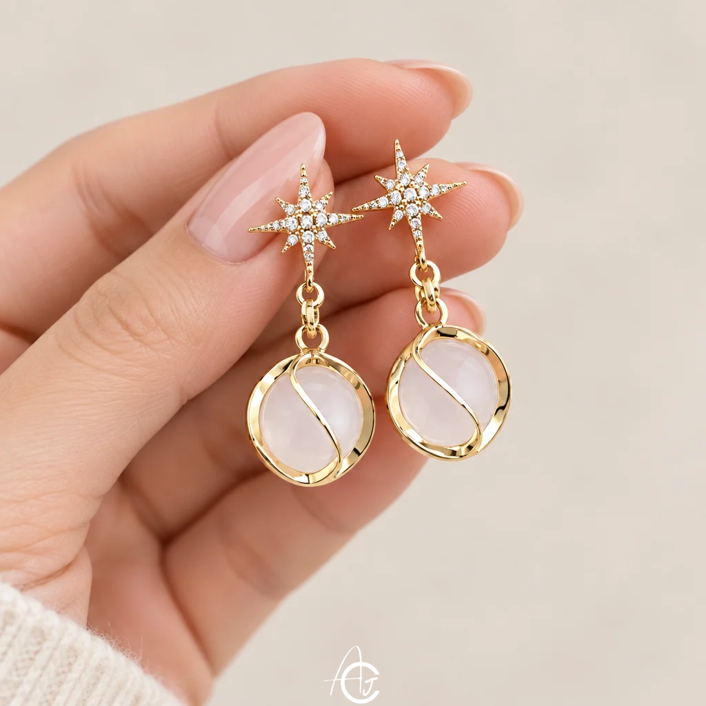 Pretty Crystal Star Earrings