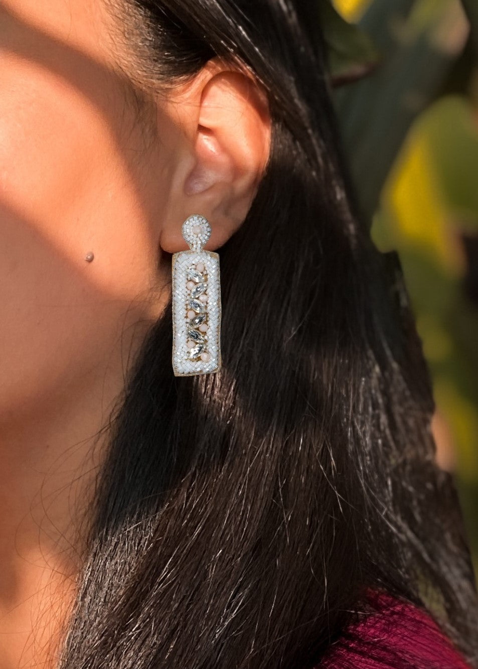 Shiney Embroidered Earrings : Handmade