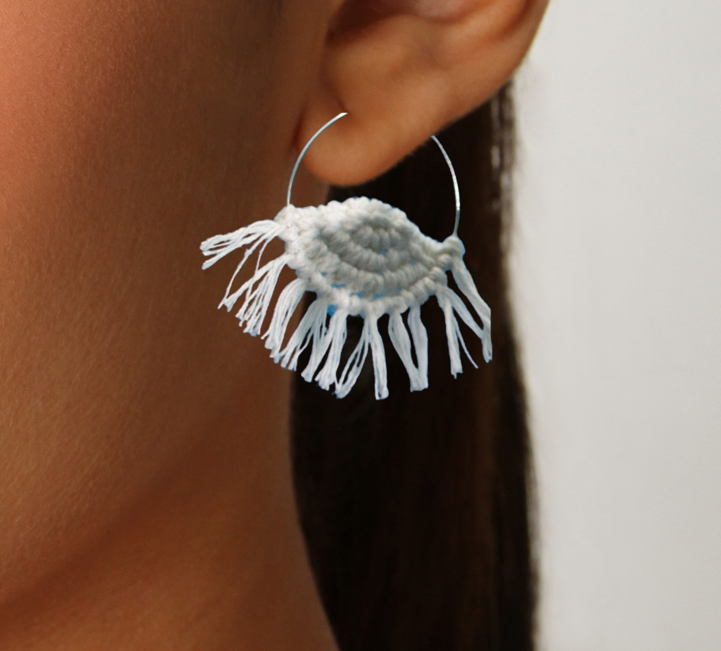 Anahita Macrame Hoop Earrings: Handmade