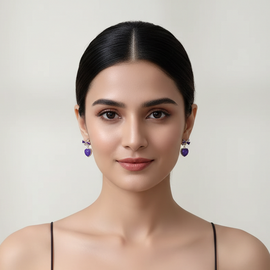 Bling Bow Purple Earrings