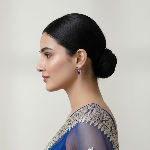 Bling Bow Purple Earrings