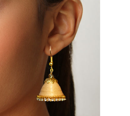 Golden Jhumka Earrings : Handmade