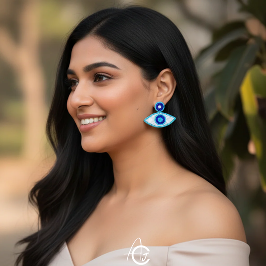 Beads Embroidered Earrings : Handmade