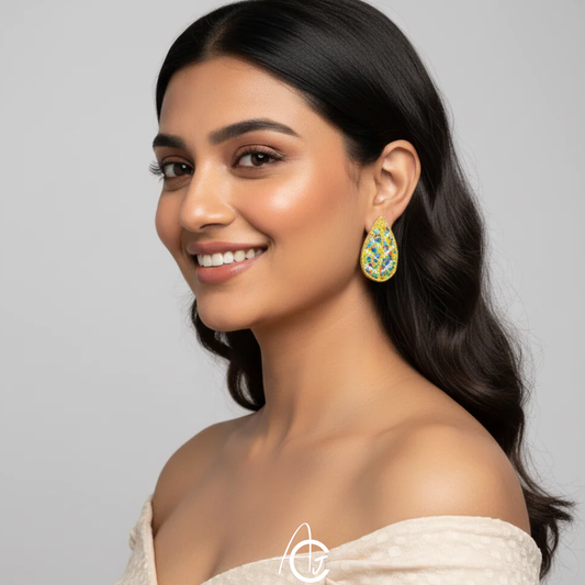 Beads Embroidered Earrings : Handmade