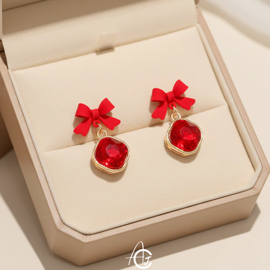 Bling Red Bow Earrings