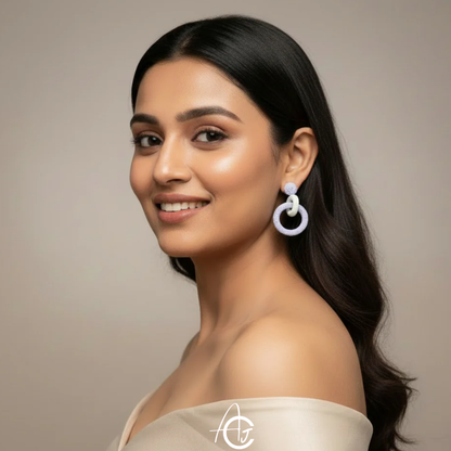 Beads Embroidered Earrings : Handmade