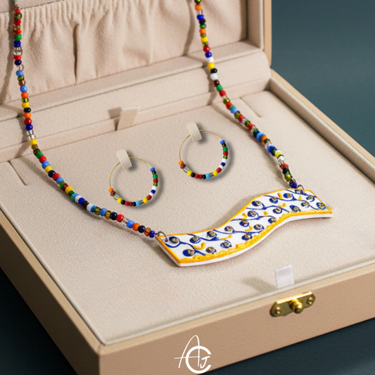 Statement Necklace set, Handpainted : Handmade