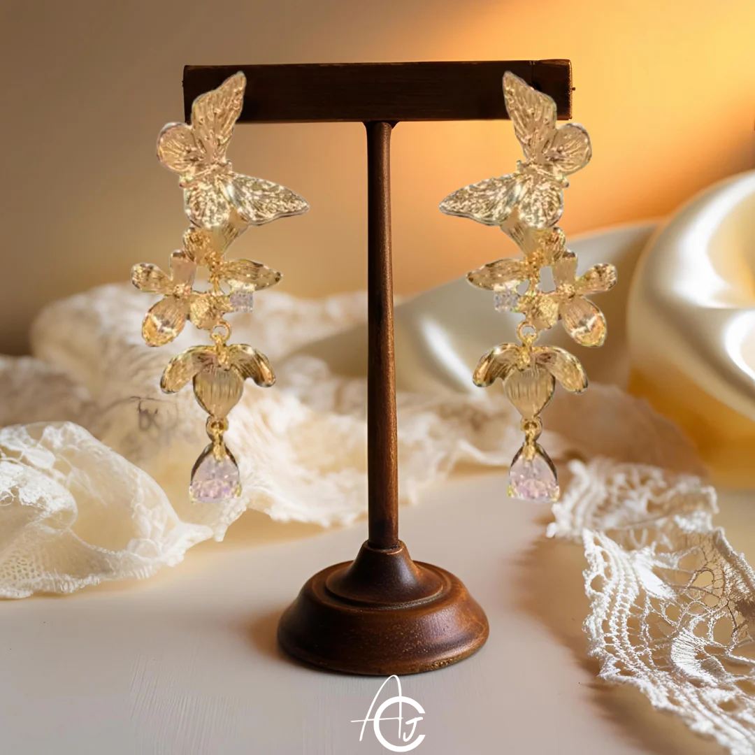 Butterfly and Flower Earrings