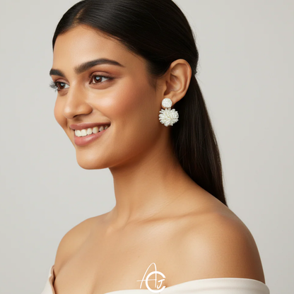 Beads Embroidered Earrings : Handmade