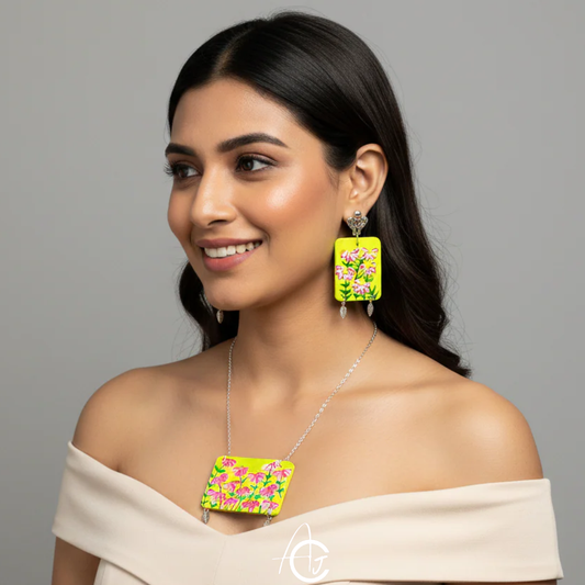 Statement Necklace Set, Handpainted : Handmade