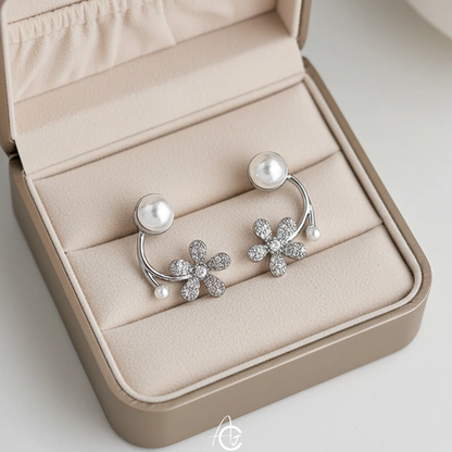 Flower Bling Pearl Earrings