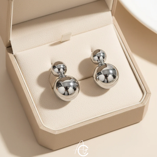 Silver Pearl Big Statement Earrings