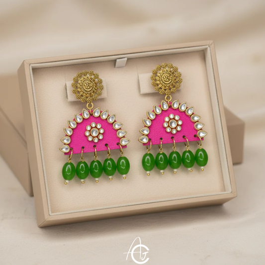 Statement Earrings, Handpainted : Handmade