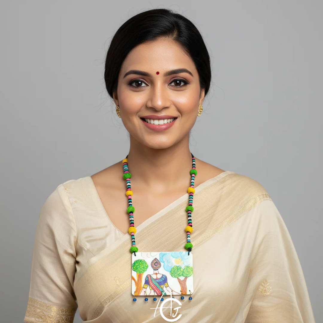 Statement Necklace, Handpainted  : Handmade