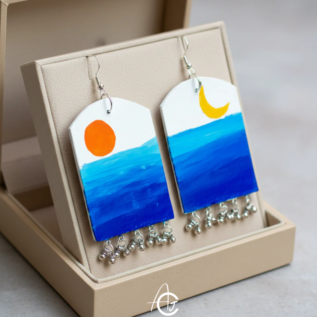 Satement Earrings, Handpainted : Handmade