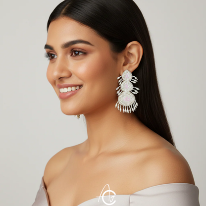 Beads Embroidered Earrings : Handmade