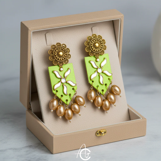 Statement Earrings, Handpainted : Handmade