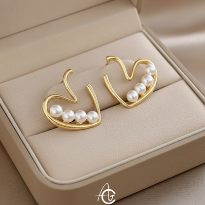 Pearl Heart Earrings