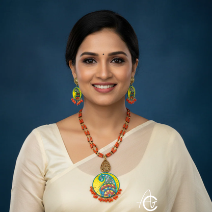 Statement Necklace Set, Handpainted : Handmade