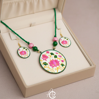 Statement Necklace set, Handpainted : Handmade