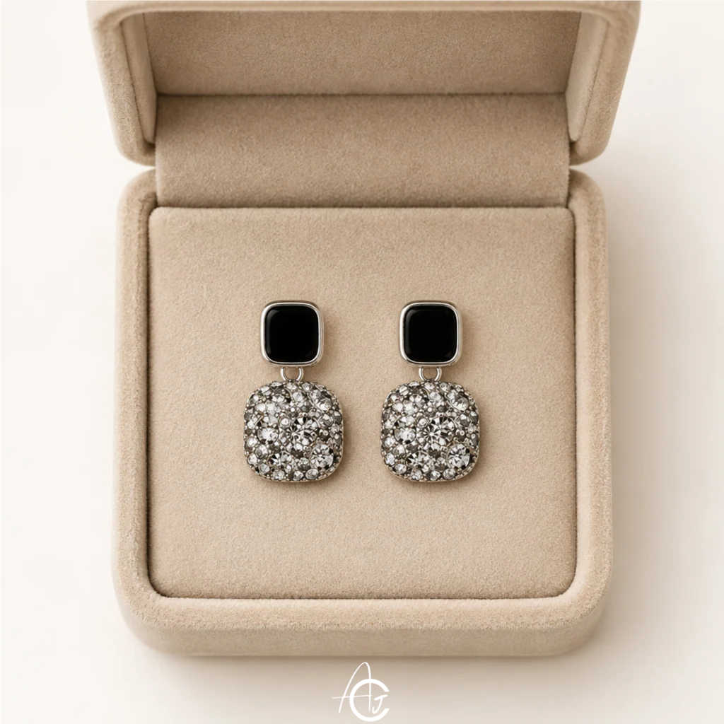 Bling Statement Black Earrings