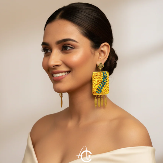 Statement Earrings, Handpainted : Handmade