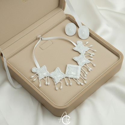 Beads Embroidered Necklace Set : Handmade