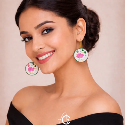 Statement earrings, Handpainted : Handmade