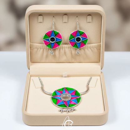Statement  Necklace Set, Handpainted : Handmade