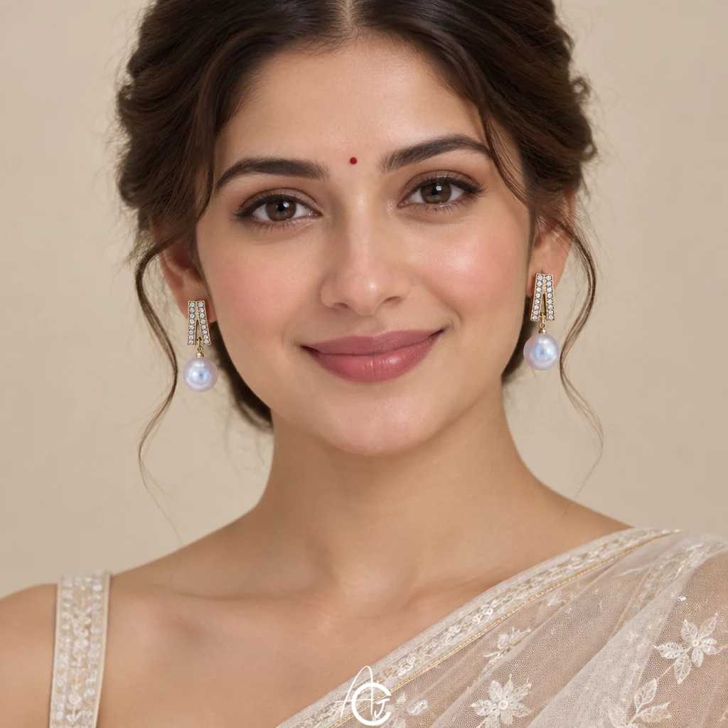 Drop And Pearl Earrings