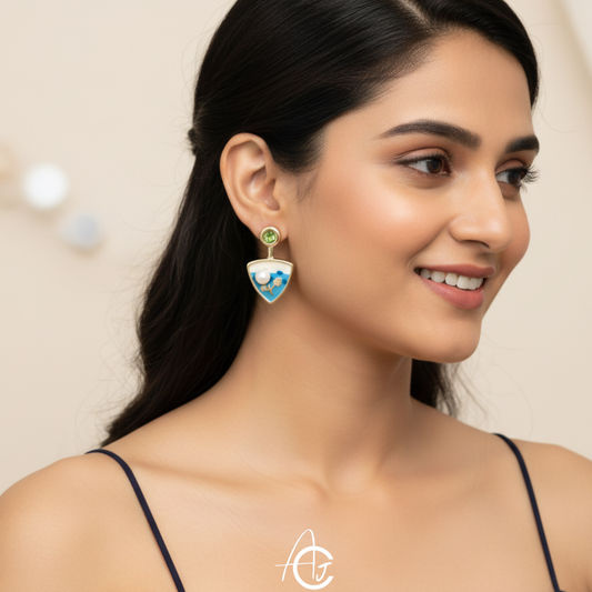 Daisy Studs Blue Earring