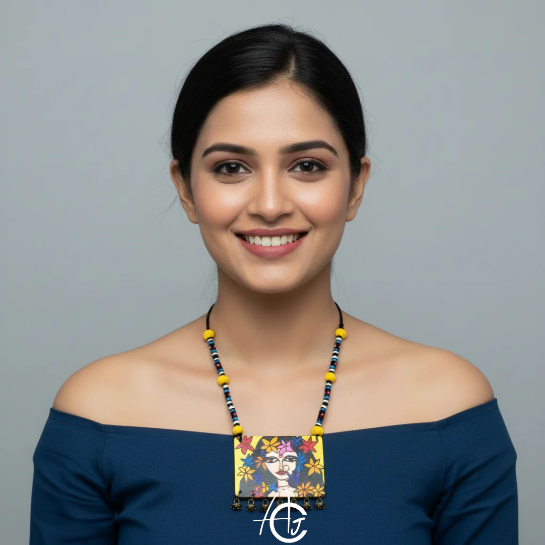 Statement Necklace, Handpainted : Handmade