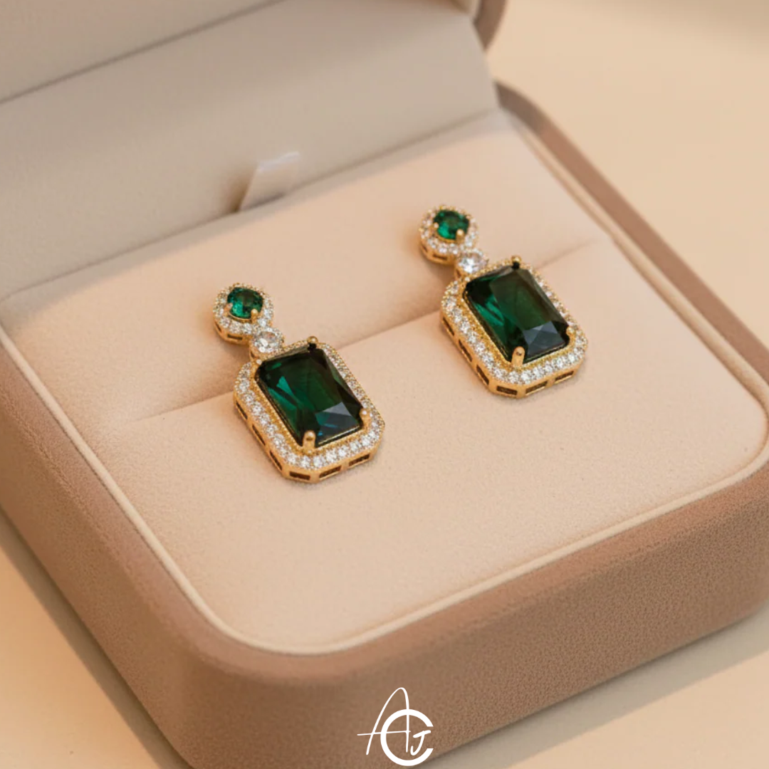 Green Statement Earrings