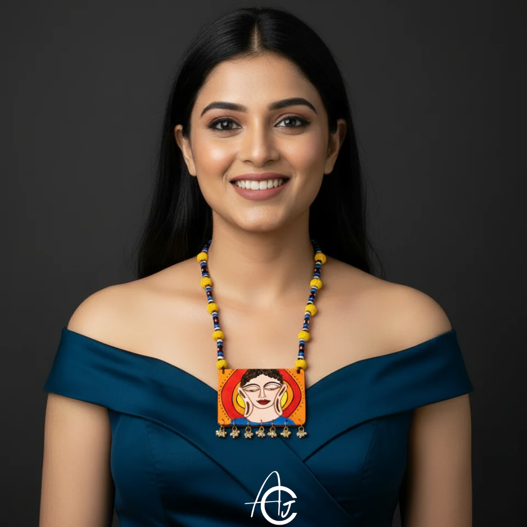 Statement Necklace, Handpainted : Handmade