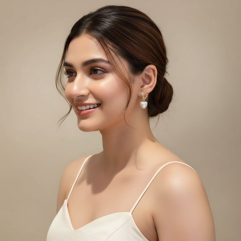 Bling Pearl Heart Earrings