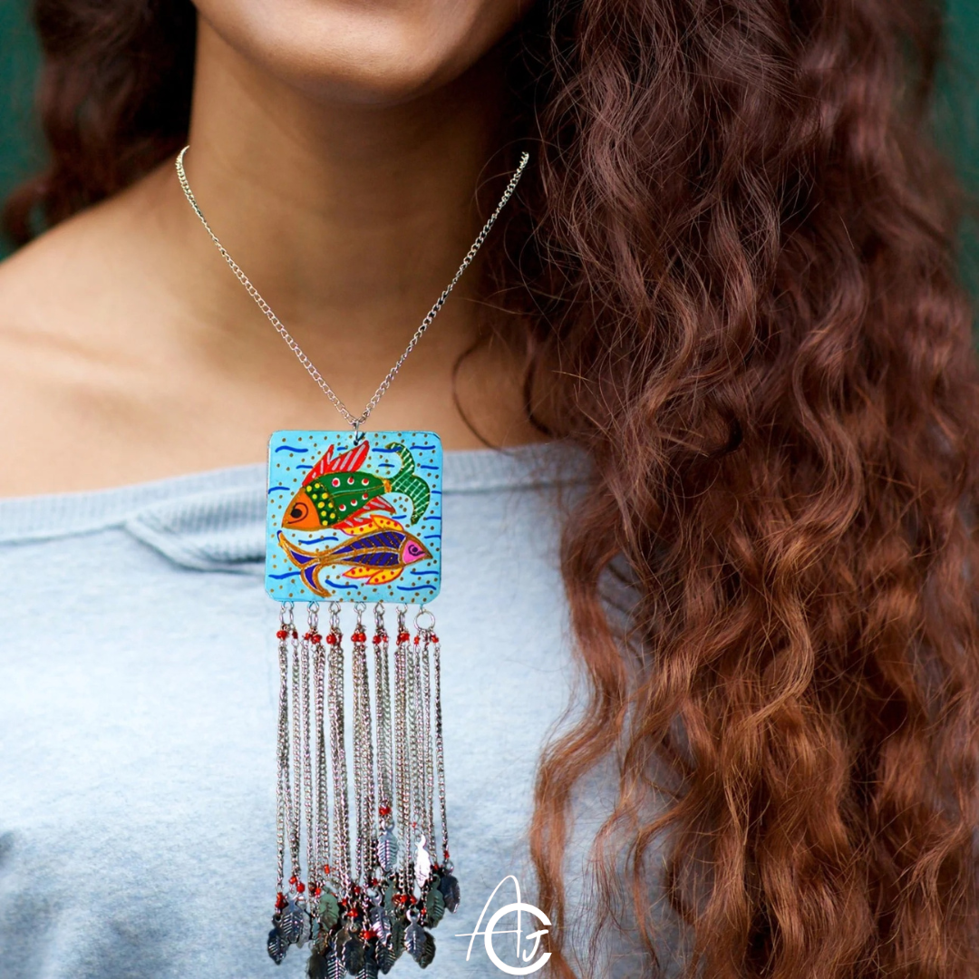 Statement Necklace, Handpainted : Handmade